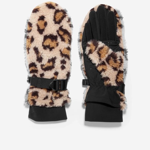 Cole Haan CNVRTBL SHERPA MITTEN W STRETCH GLOVE UO6015 Leopard  NWT - Picture 1 of 2